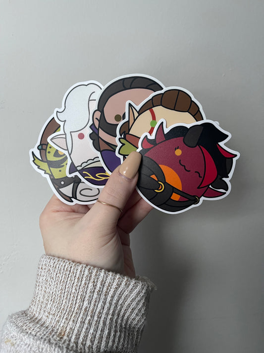 3”x3” Gale/Astarion/Halsin/Lae’zel/Karlach Sticker Pack